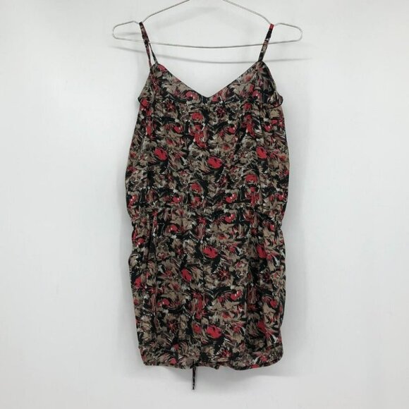 UO Kimchi Blue romper red tan abstract print ruffle neck  spaghetti straps XS - Picture 13 of 15